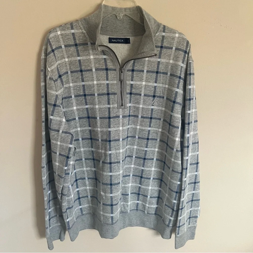 Vintage Nautica Sailing Gear Gray Checkered Sweatshirt Nautica Crewneck Size XL - Picture 12 of 12